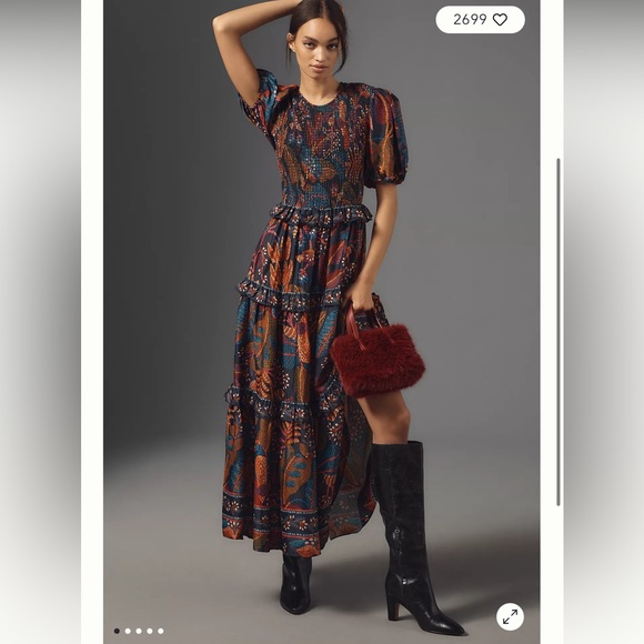 FARM Rio Dresses & Skirts - FARM Rio Short-Sleeve Crew-Neck Tiered A-line Maxi Dress